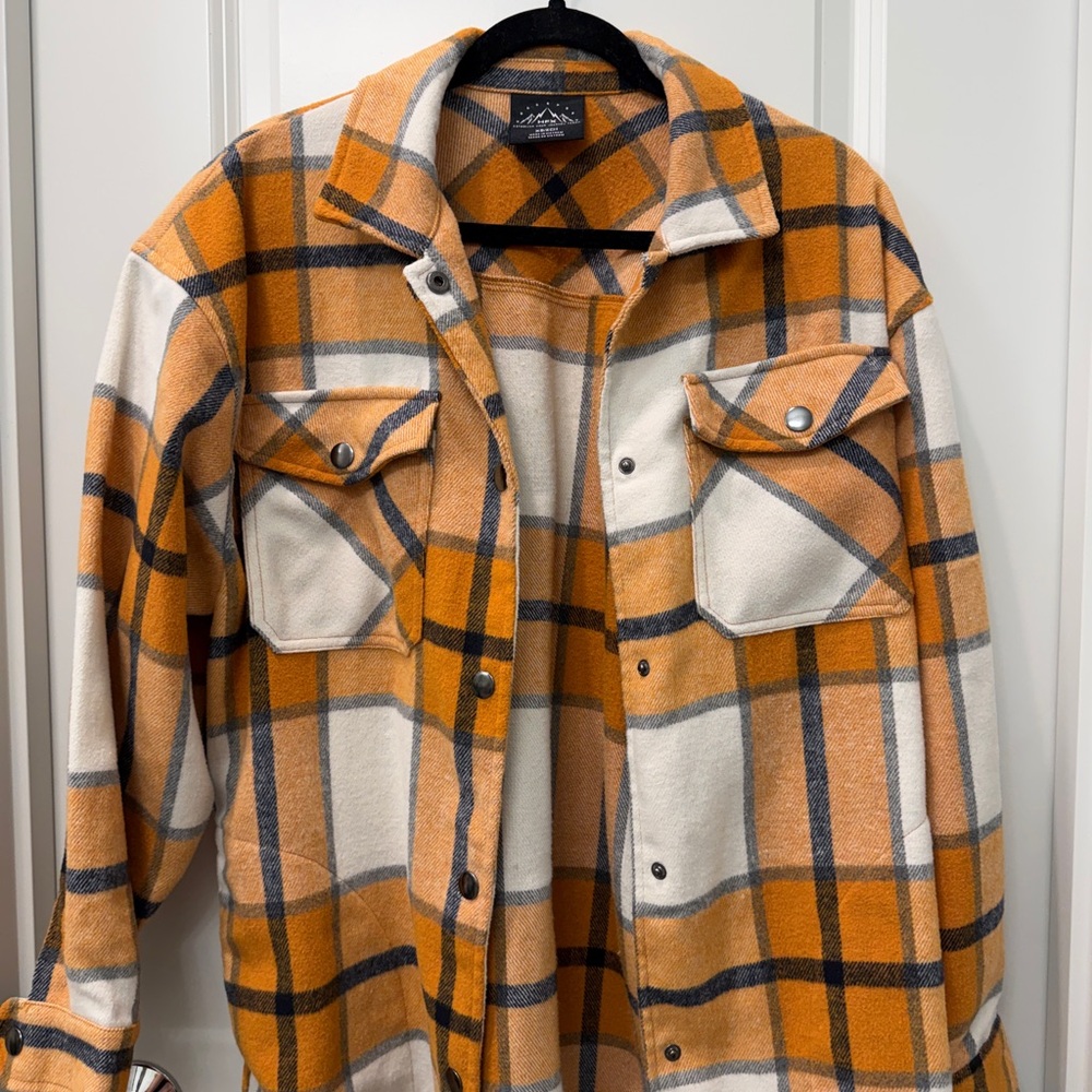 Plaid Orange, Navy and Cream Oversized  Shackleton